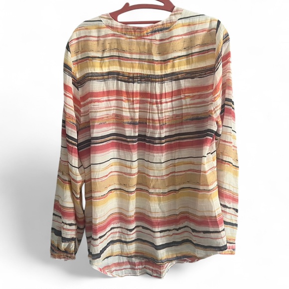 Zac & Rachel Boho Striped Multicolor Button Rayon Shirt - Picture 3 of 7